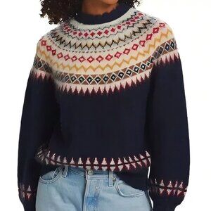 Doen Women's Blue Harvest Fair Isle-Inspired Mohair-Blend Sweater